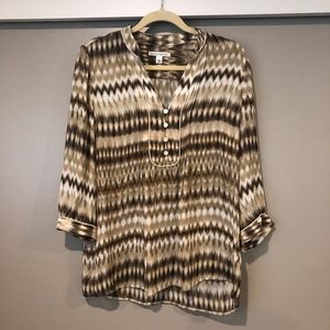 Banana Republic Blouse with Brown Cream and White